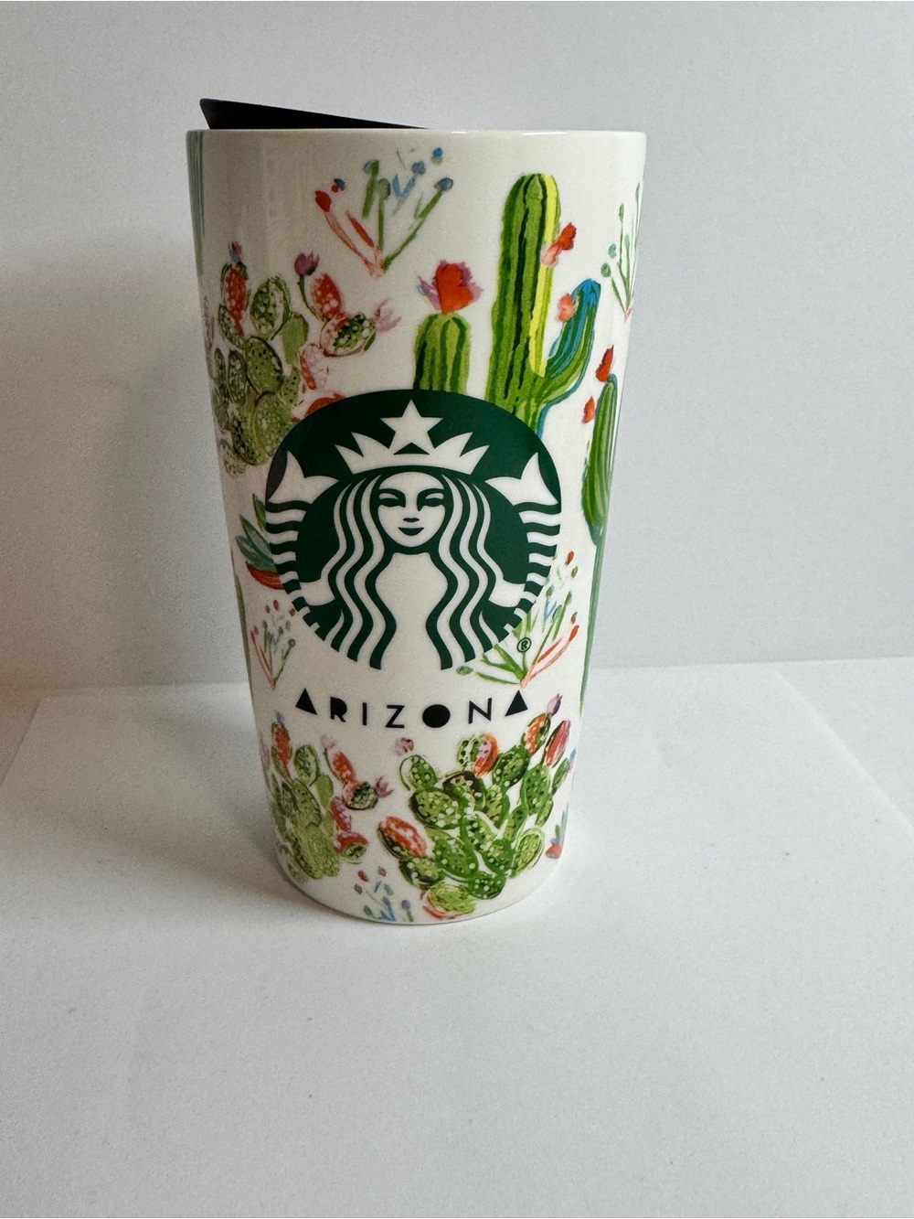 Starbucks Arizona Cactus Floral Ceramic Tumbler - White & Green